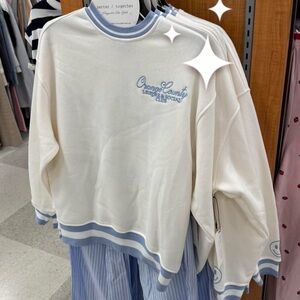 Better Together Cream & Light Blue Sweatshirt Orange County leisure club large